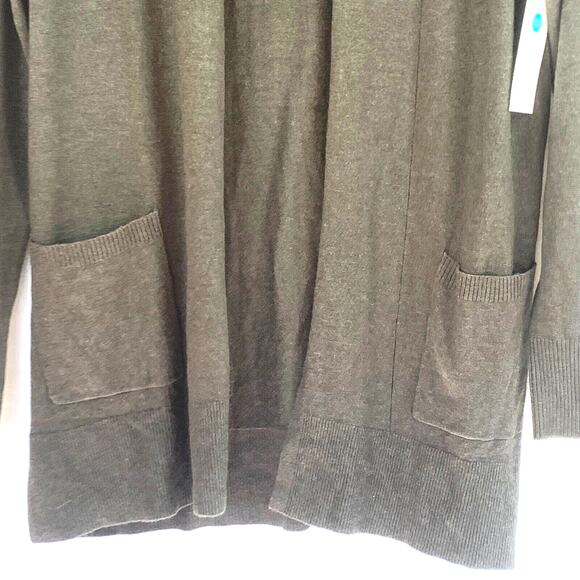 Pink Clover Cardigan Women Small Gray Long Sleeve Front Pockets Open Front - Picture 3 of 13